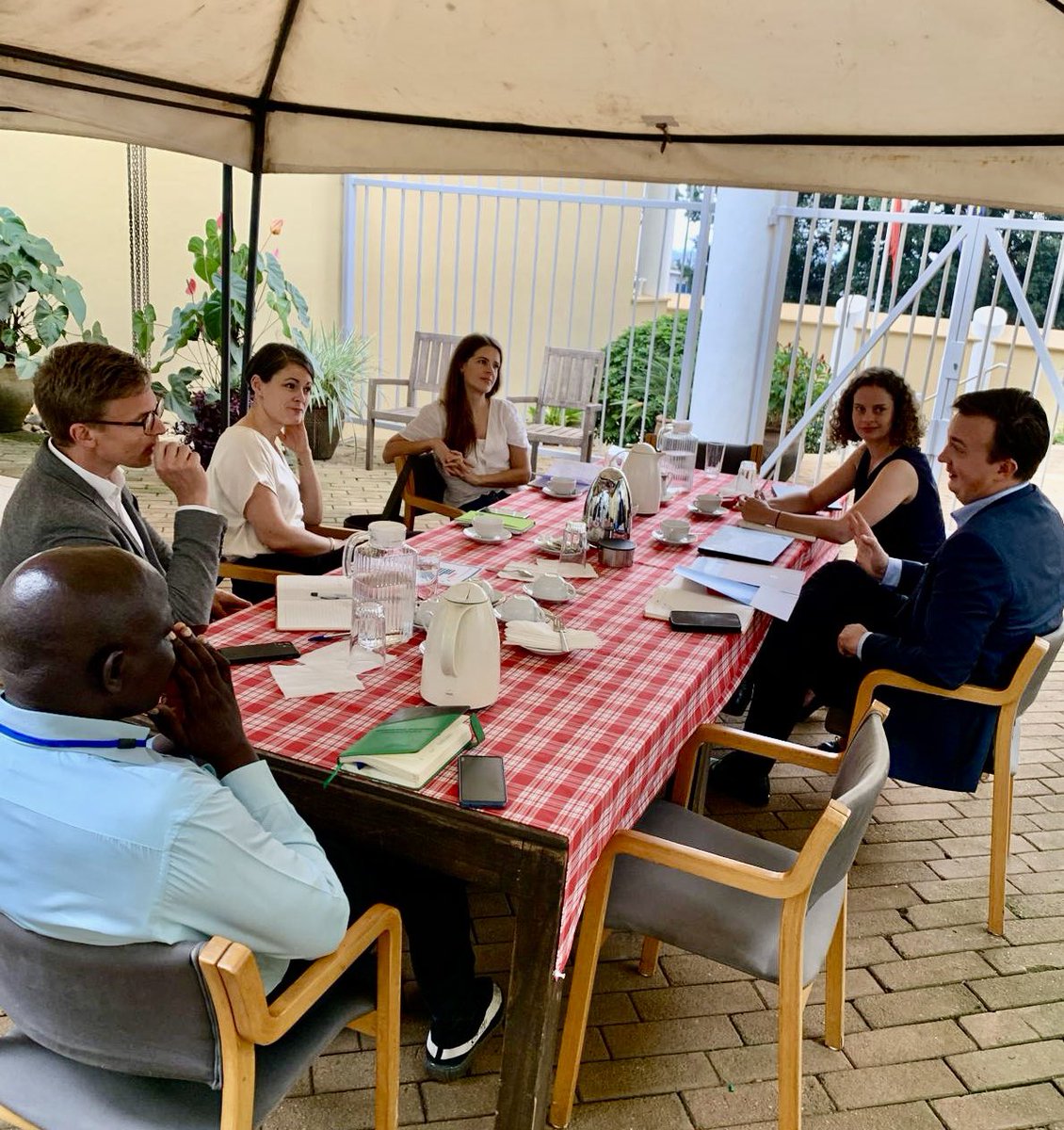 DKinUganda's tweet photo. Interesting exchange with @WFP_uganda on sustainable solutions in the refugee response in Uganda incl. on transition to self-reliance💪 and clean energy alternatives 🌳 WFP is a longstanding and valued Danish partner🇩🇰🤝 https://t.co/nj0N2cAMyf