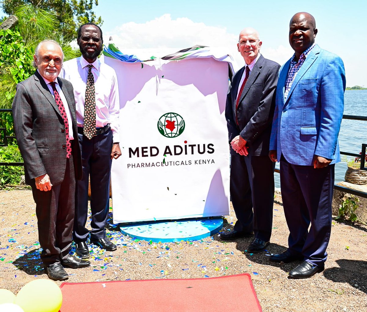 <a href="/medaditus/">@MedAditusPharmaceuticals</a> has officially landed in Kisumu, Kenya! <a href="/KisumuCountyKE/">Kisumu County</a> Governor Prof. Anyang' Nyong'o and <a href="/medaditus/">@MedAditusPharmaceuticals</a> signed a Concession Agreement that officially kicks off this partnership. Thank you to everyone involved for your hard work and guidance #accesstomedicines #africa