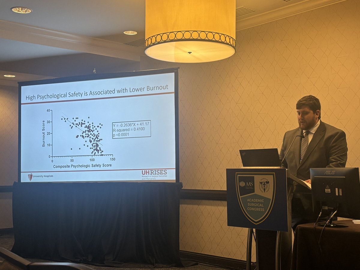 Great job <a href="/AlexanderLoftu9/">Alexander Loftus</a> on your presentation!! Psychological safety is necessary to limit burnout
<a href="/UHSurgeryRes/">UH Surgery Residents</a>