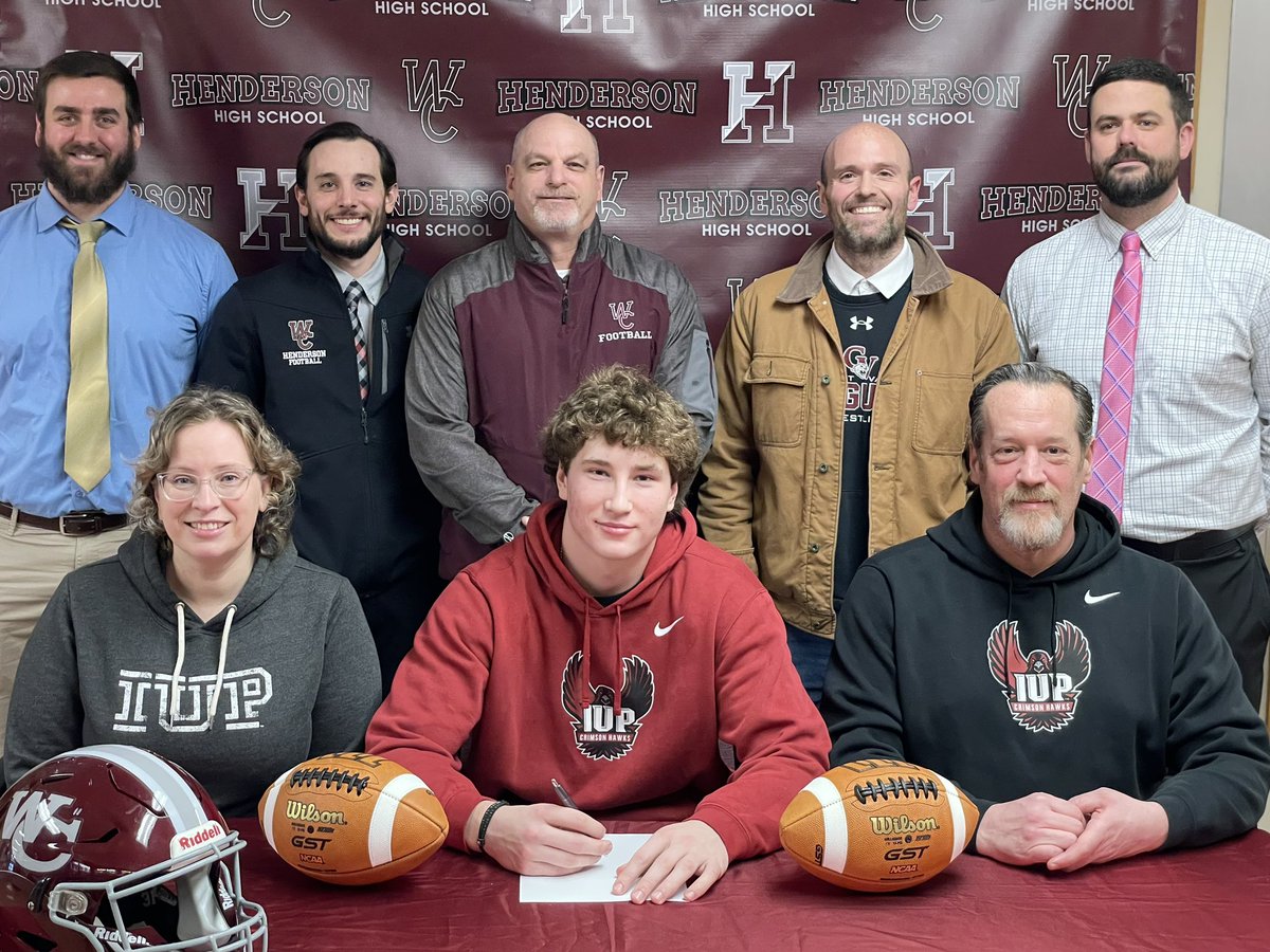 Henderson_FB's tweet photo. Congrats to @LoganGoodwin24 for signing with @IUPfootball yesterday. Warrior for life. @JordanGoodwin15 @Goodwin22Jeremy https://t.co/eeJC4NGlpQ