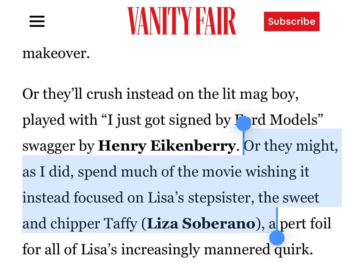 The author of this Vanity Fair article wished Lisa Frankenstein focused more on Liza Soberano’s character. 

This is a strong indication that Liza did a great job in the character’s portrayal.