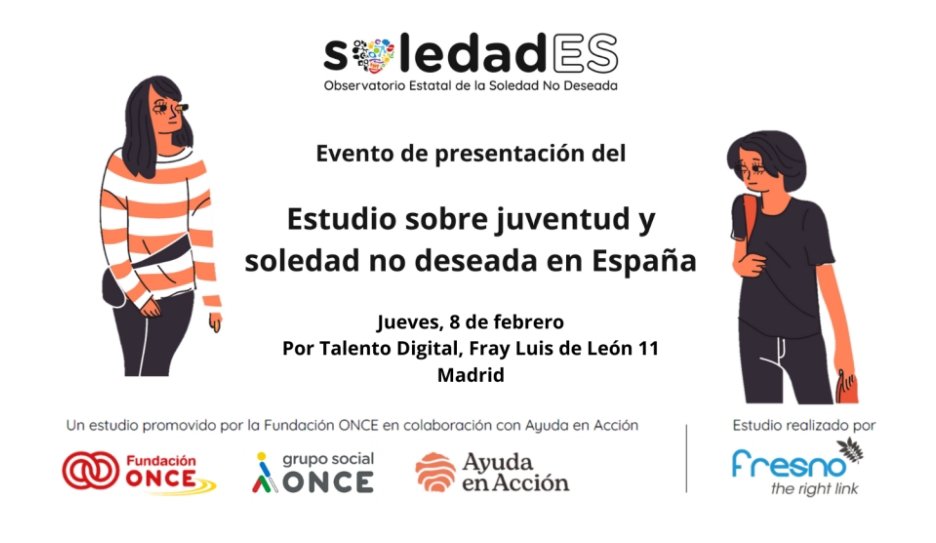 UPII_Ciceron's tweet photo. El informe manifiesta que el 25,5% de la juventud española (16-29 años) asegura sentirse sola en el momento actual. Habla de pobreza y desempleo como emergentes.
La Prevención del #suicidio pasa por socialización, educación, empleo y esperanza en un futuro https://t.co/YzZLt2LbQX