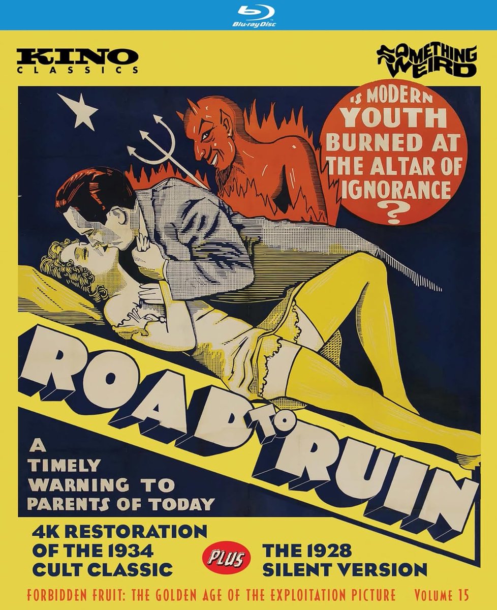 disc_connected's tweet photo. ***ANNOUNCEMENT***

Coming on April 23rd on Blu-ray from @KinoLorber and #SomethingWeird as part of their #ForbiddenFruit: The Golden Age of the #Exploitation Picture line: #TheRoadToRuin (1934/1928)!

One of the most popular films of the exploitation cinema was Willis Kent’s https://t.co/gOE8lDx8ZL