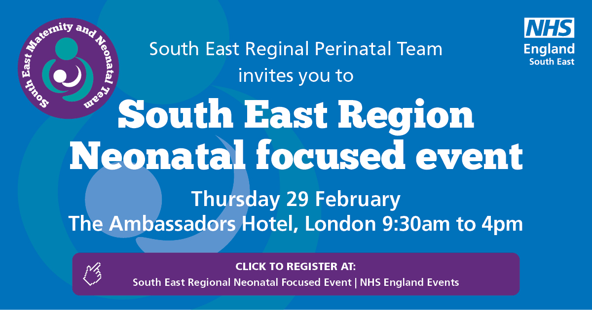 South East Regional Perinatal Team invites you to their: ✨South East Region Neonatal focused event ✨ 🗓Thursday, 29 February Register here ➡️tinyurl.com/mr26z9d5 #neonatal @Anita25798367