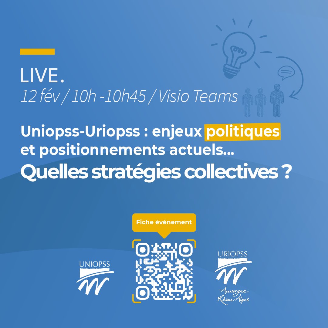 UriopssARA's tweet photo. [🔔📅 VISIO lundi prochain 12/02] @Uniopss-#Uriopss : Enjeux politiques aux positionnements actuels - Quelles stratégies collectives ? Un live animé par Daniel Goldberg  et Robin DUMAS 
En savoir+ : https://t.co/t3q8jAEvDI

 #CongresUniopss2024 https://t.co/4vyrNQzWUm