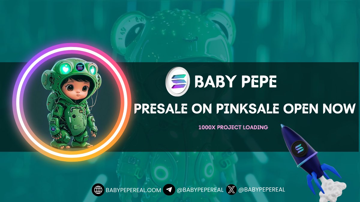 babypepereal's tweet photo. BABYPEPE Presale On Pinksale Start Now 📣📣📣

⚪️ Buy in Presale on Pinksale: 
https://t.co/V4yGSO4Xu6

🕓 Start Time
2024.02.08 14:00 (UTC)

🌟 SC: 125 SOL
🌟 HC: 250 SOL
✅ Minimum buy: 0.5 SOL
✅ Maximum buy: 2.5 SOL

📌Notice: Public sale after 5 minutes presale starts https://t.co/Hs3YrPLdeV