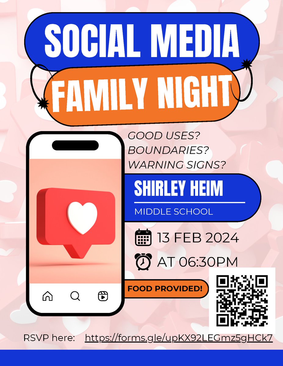 Join us for a Social Media Family Night February 13, 2024 at 6:30pm #ElevateStafford #StaffordCommunity #Socialmedia #Familynight #weareheim