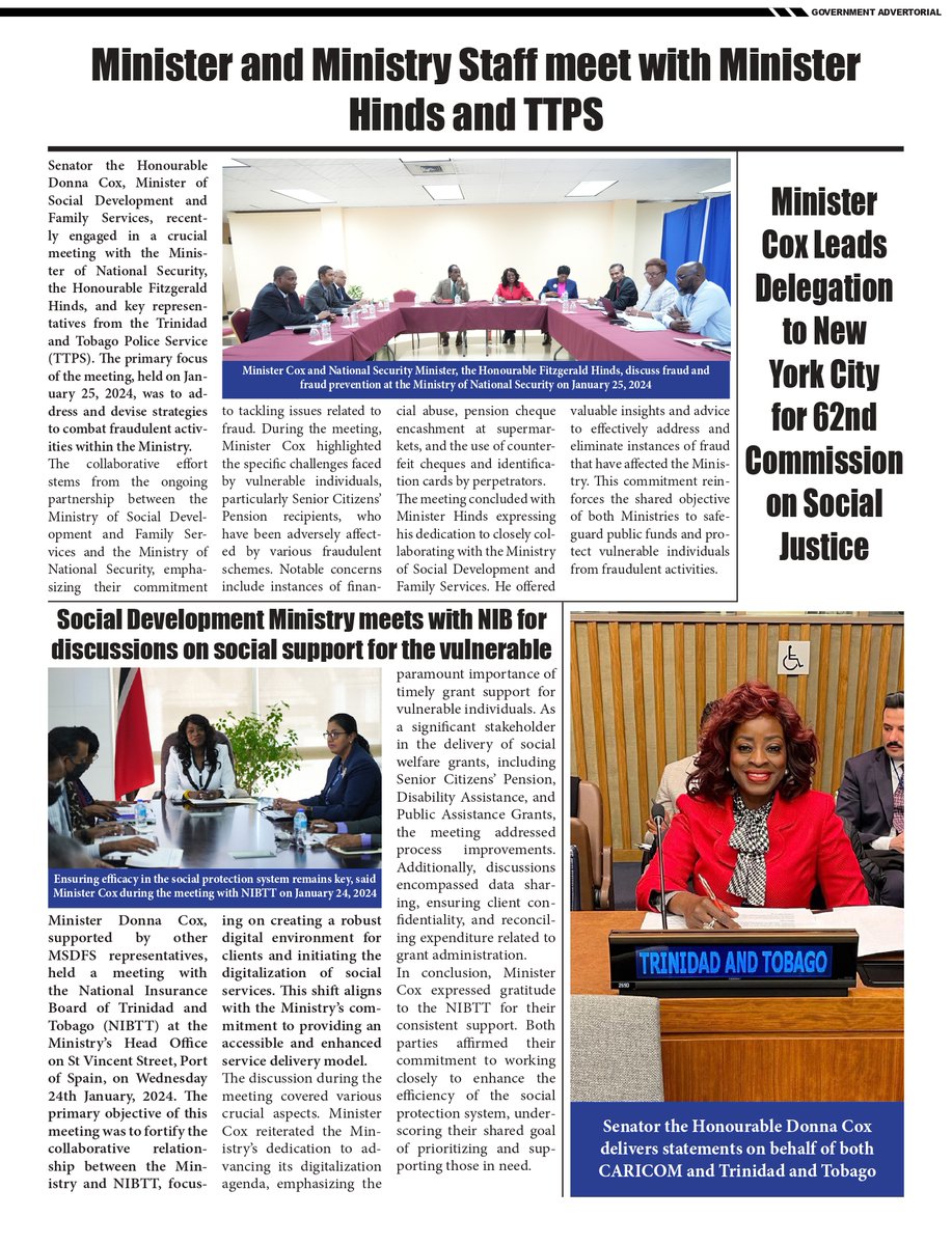 MSDFSTT's tweet photo. #IntheHeadlines
Check out today's advertorial in the  Trinidad and Tobago Newsday to read about the Ministry's latest news and initiatives!
#MSDFS
#helpingempoweringtransforminglives https://t.co/rGnA1tuwOc