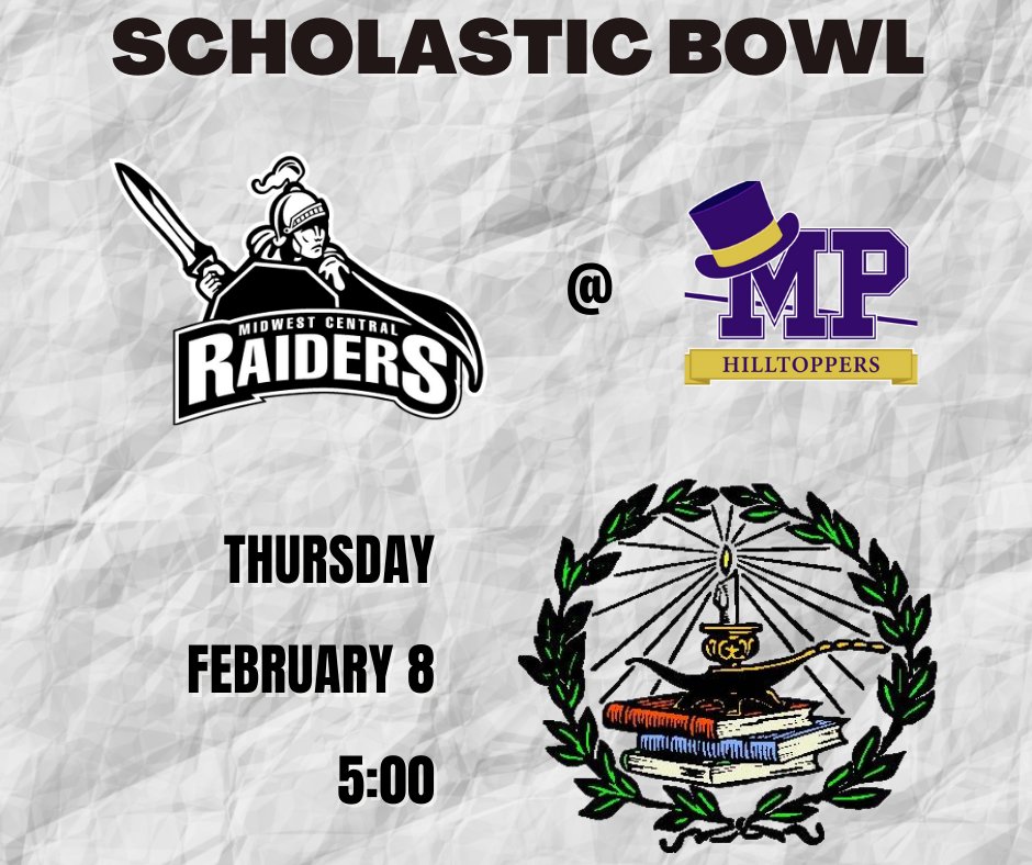 The Scholastic Bowl team travels to Mt Pulaski tonight to compete.  Matches start at 5:00.  Good Luck Raiders!  Match location: 206 S. Spring Street, Mt. Pulaski, IL