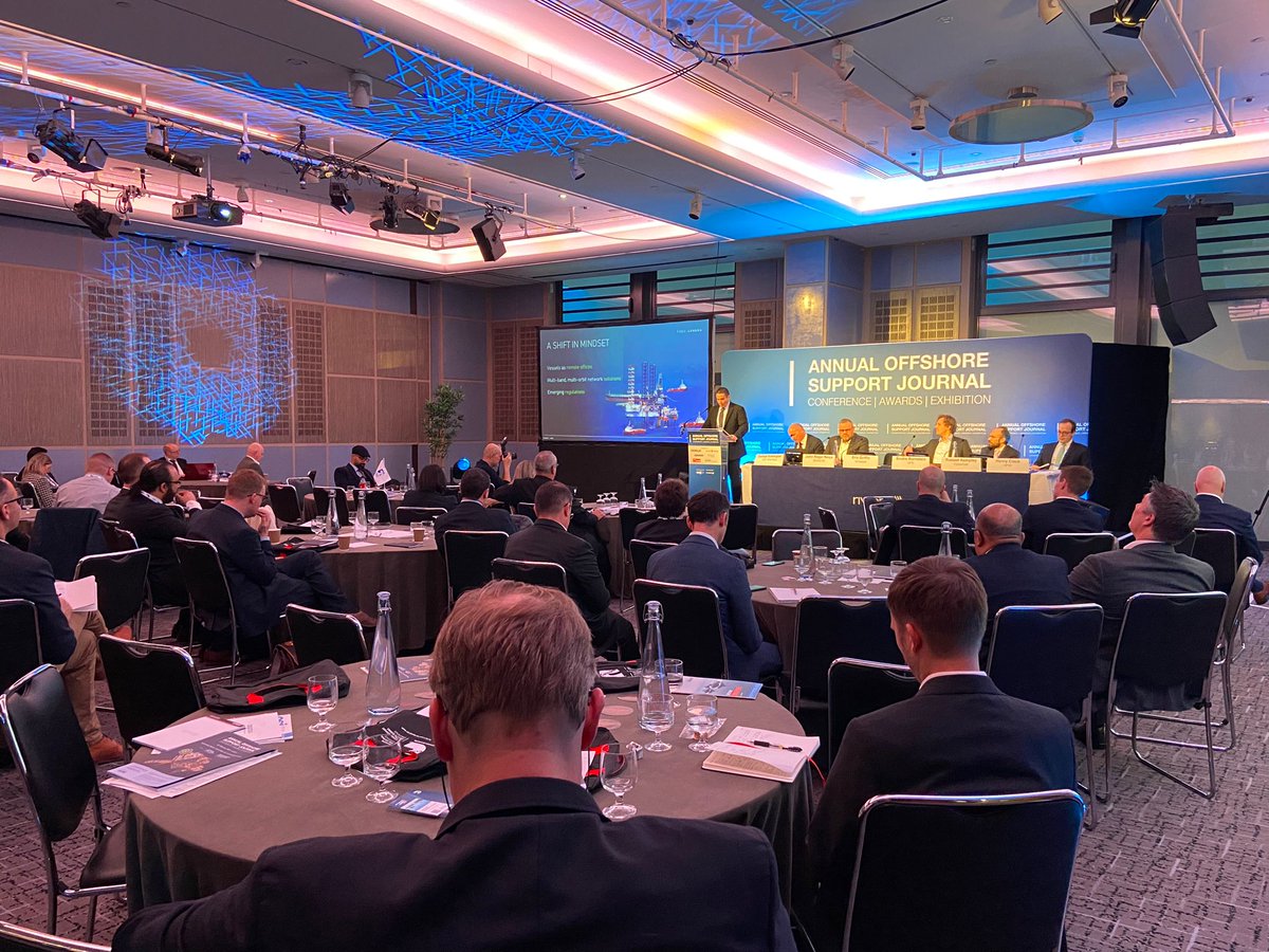 viasat's tweet photo. Inmarsat's Eric Griffin's session at the #OSJ Conference yesterday saw him talk about how #data and #connectivity are shaping the future of smart #OSVs. Using Walmart's commitment to zero emissions as an example, he said the most sustainable shipping companies will grow fastest. https://t.co/QsiD1dOE2G