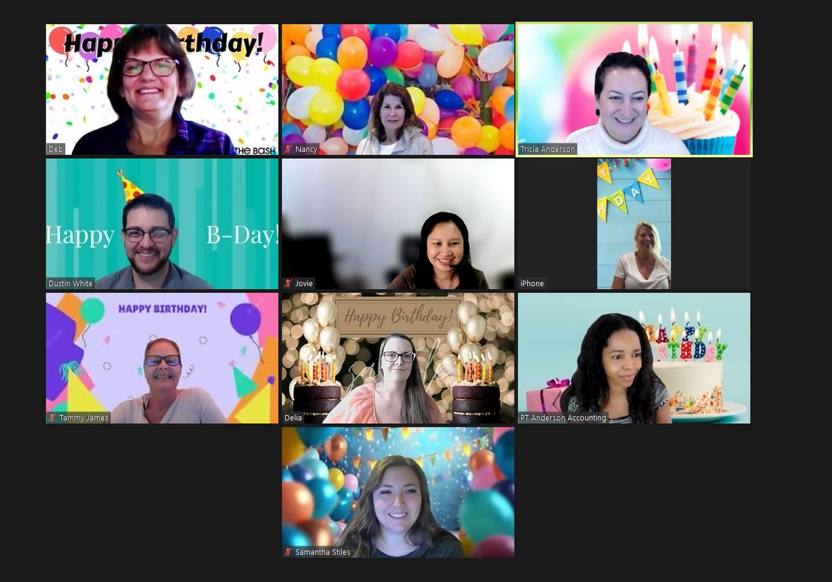 ptandersoninc's tweet photo. Happy birthday Jovie! 🥳 We were so excited to celebrate you during our #team meeting and are so grateful for you! We hope you have a great year ahead! 🎉
.
#happybirthday #celebrate #team #zoom https://t.co/Yz8YpqJA9S