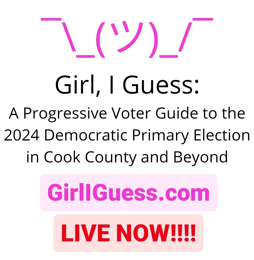 IT'S HERE!!! The latest edition of #GirlIGuess is LIVE NOW on GirlIGuess.com! Get all the hottest goss on Cook County Politics from myself and Raeghn, and stay tuned for the Judicial Update in a couple of weeks. Early voting starts next week, so read up!