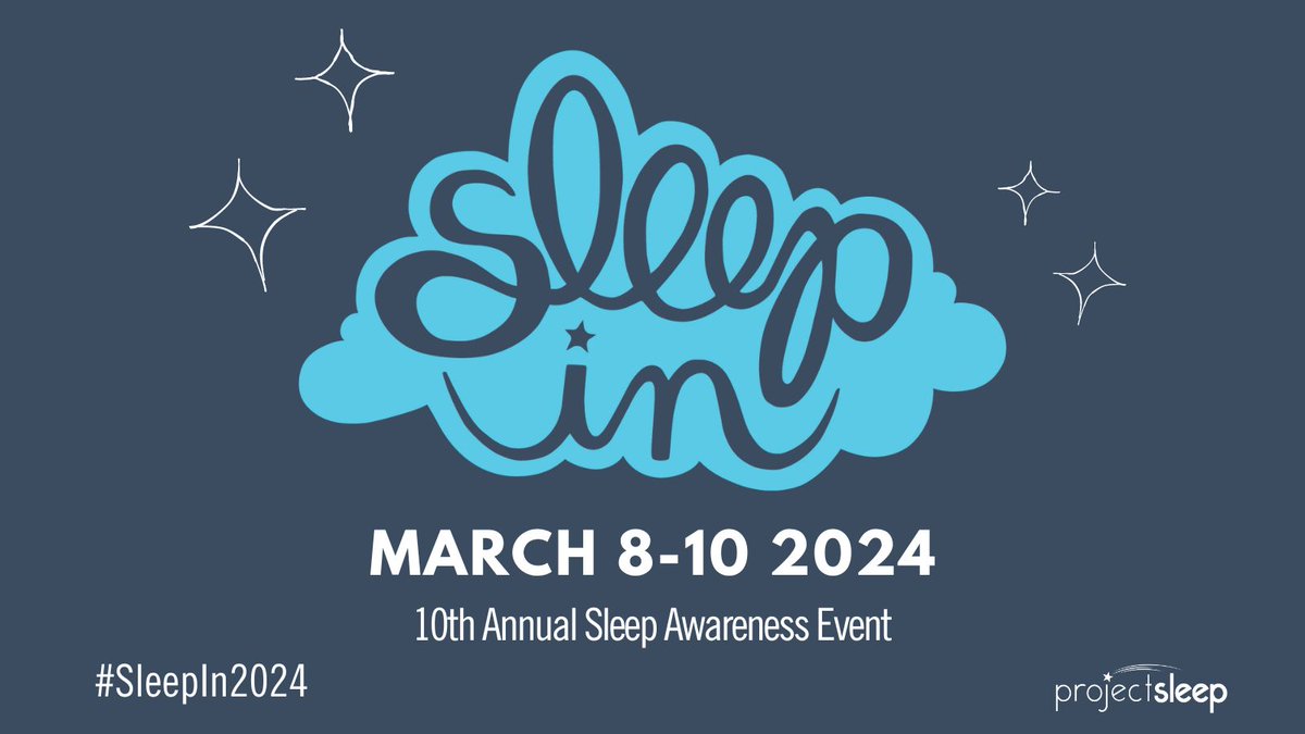 project_sleep's tweet photo. โก๏ธSave the date! Just ONE MONTH until the 10th annual #SleepIn2024, on March 8-10! Project Sleep invites YOU to help society make peace with #sleep. The #SleepIn aims to empower sleep advocates across the globe. Learn more & register for free: https://t.co/wK9DFjtXVa https://t.co/qhNgvkHzRX