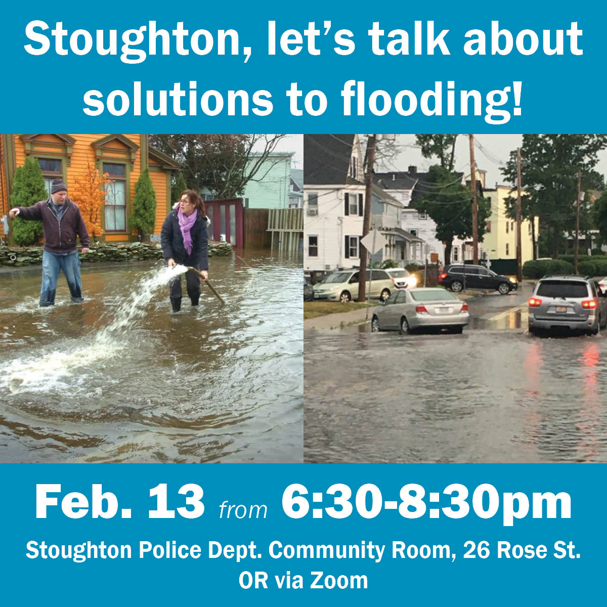 Stoughton is working w <a href="/KleinfelderHQ/">Kleinfelder</a> &amp; NepRWA to address climate issues.

Join us in person or over Zoom for project updates &amp; possible actions to reduce flood risk in the Mt. Sinai Hospital &amp; Downtown areas.

Get more details &amp; register ow.ly/5xjW50Qwi3j #StoughtonClimate
