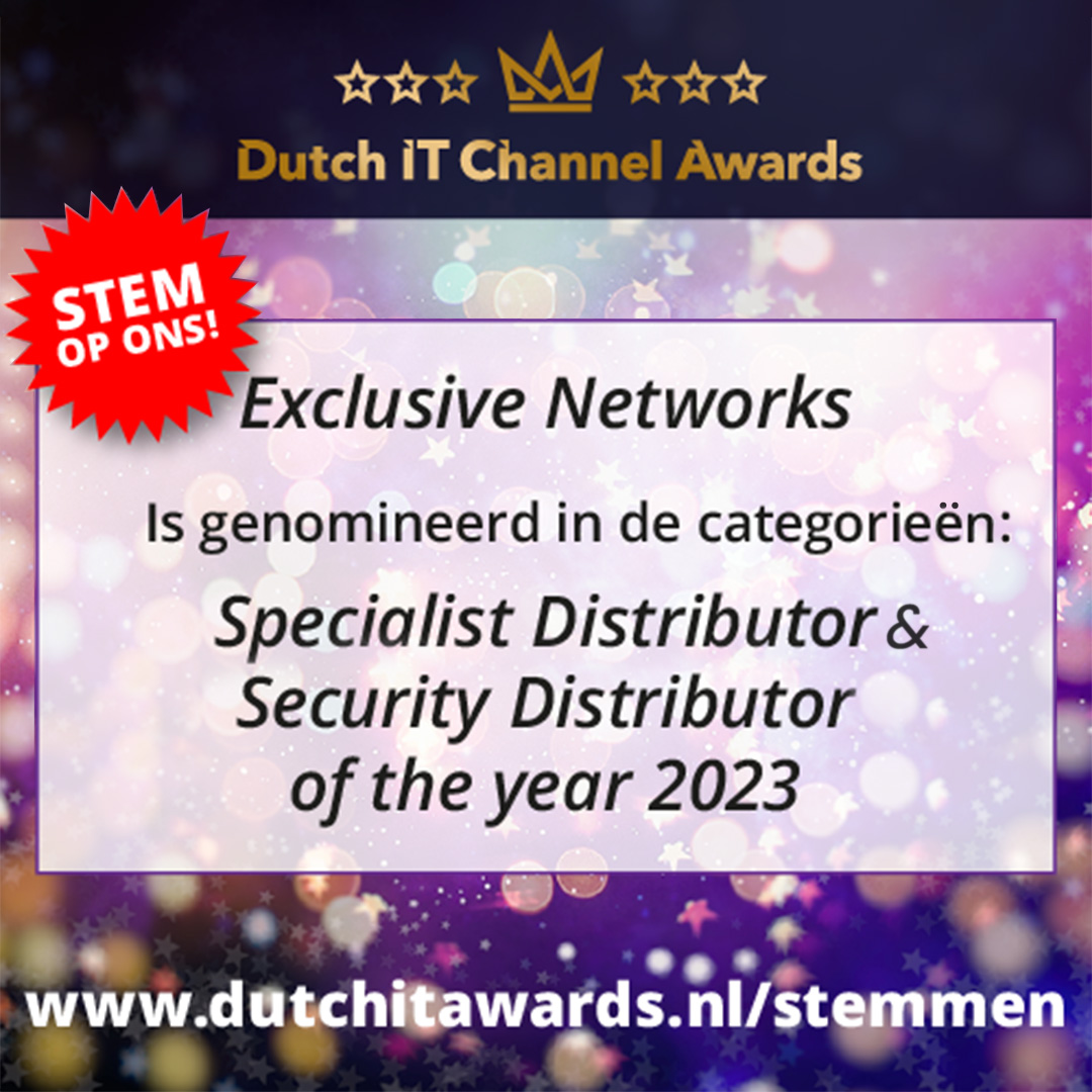 Wij zijn genomineerd voor de Dutch IT Channel Awards voor 𝗦𝗲𝗰𝘂𝗿𝗶𝘁𝘆 𝗗𝗶𝘀𝘁𝗿𝗶𝗯𝘂𝘁𝗼𝗿 𝗼𝗳 𝘁𝗵𝗲 𝗬𝗲𝗮𝗿 en 𝗦𝗽𝗲𝗰𝗶𝗮𝗹𝗶𝘀𝘁 𝗗𝗶𝘀𝘁𝗿𝗶𝗯𝘂𝘁𝗼𝗿 𝗼𝗳 𝘁𝗵𝗲 𝗬𝗲𝗮𝗿. Bij voorbaat dank voor je support en stem! 🏆

Stemmen? lnkd.in/dMuzd9w