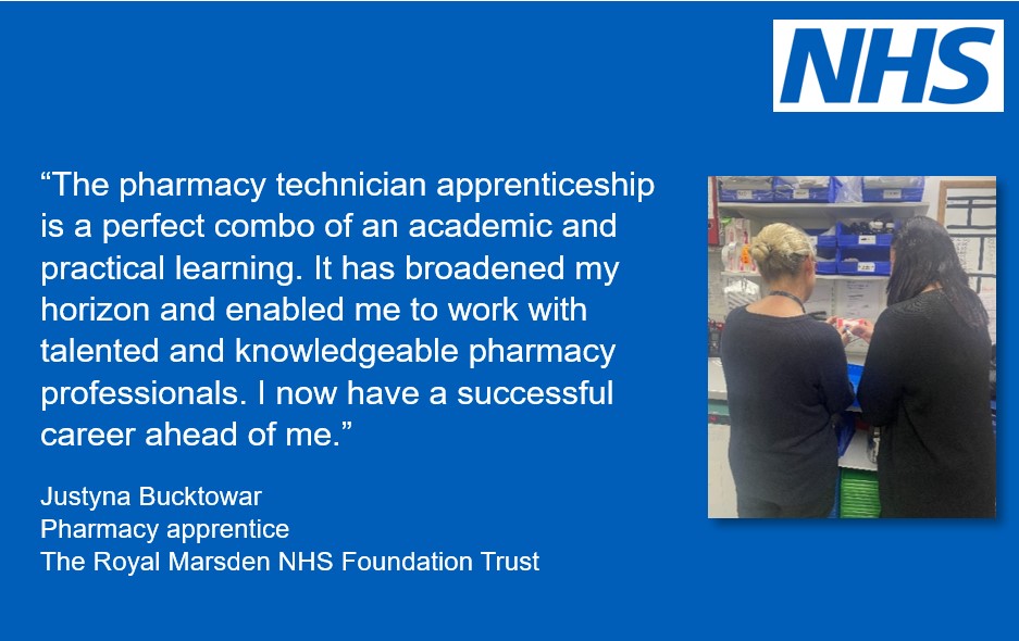 Justyna is a level 3 #pharmacytechnician apprentice studying whilst working at The Royal Marsden NHS Foundation Trust in London @royalmarsden @NHSE_WTE @HASOEngland #NAW2024 #Talentforcare #Pharmacy #HealthCareersUK