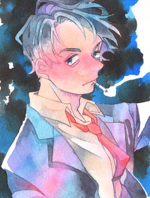 水彩で描いた水木、そう言えば供養してなかったと思い出したので。 