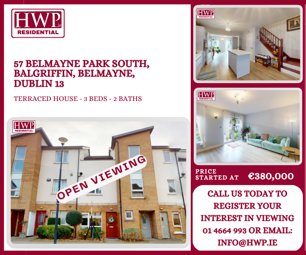 Open Viewing! 10/02/2024😀🏠
Saturday 12:00 - 12:15pm.
Check This Out!
57 Belmayne Park South, Balgriffin, Belmayne, Dublin 13
ww1.daft.ie/11870153
To Register Your Interest:
☎️ 01 4664 993 ✉️ info@hwp.ie
#dublin
#realestateagentdublin
#irishrealestate
#irishproperty