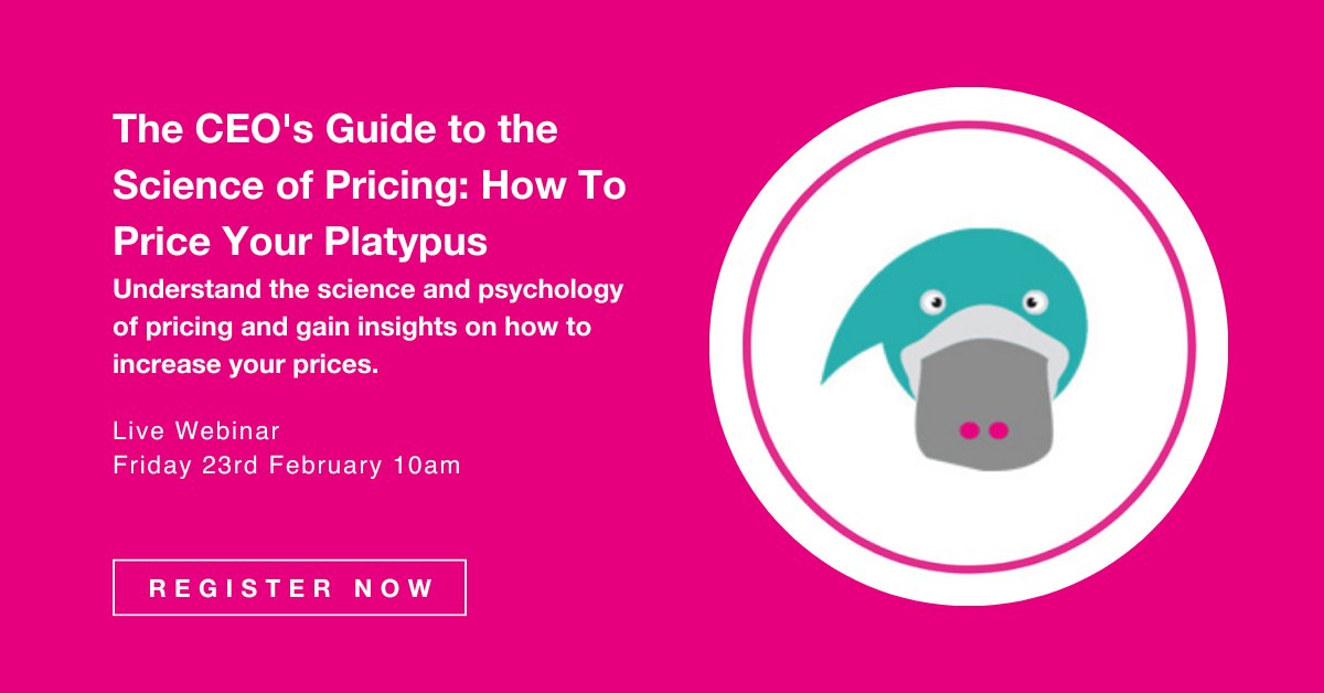 HHelen43's tweet photo. What are the secrets behind pricing and what price point do you choose? @MarketingCentr will reveal all in their upcoming webinar - The CEO's Guide to the Science of Pricing: Pricing Your Platypus. Find out more here and register here:
https://t.co/l3ATayzBY0 https://t.co/SqTycVrgvi