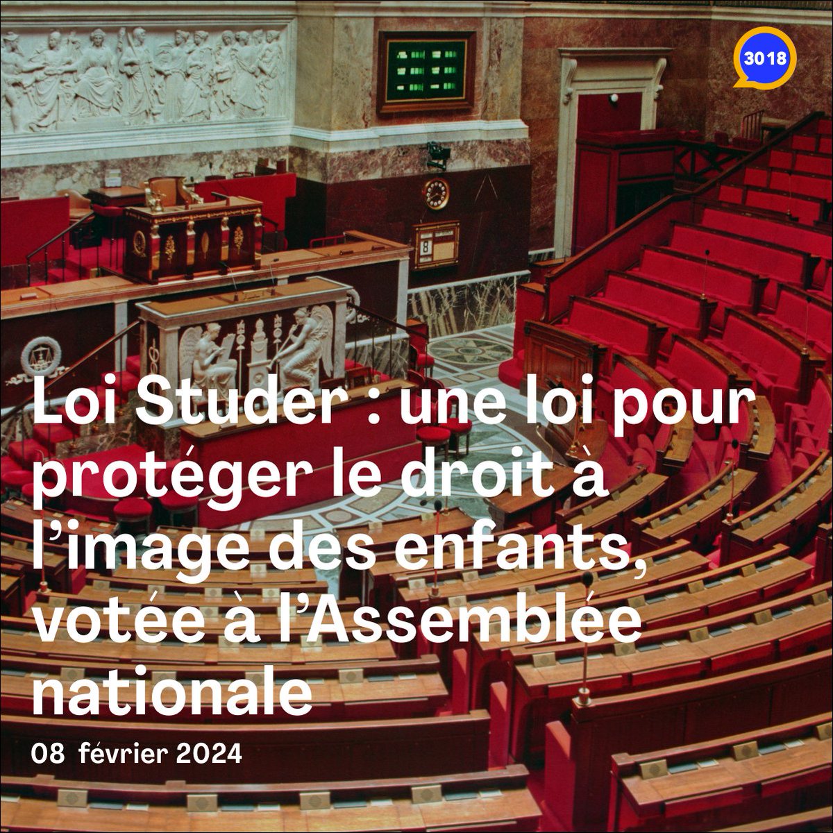 eenfance's tweet photo. 👩‍⚖️ Les députés ont adopté à l'unanimité la proposition de loi de Bruno Studer, visant à responsabiliser les #parents et à protéger le droit à l'image des enfants, parfois trop exposés sur les #réseauxsociaux. 

👉 L'Association se réjouit de cette décision. 👏 https://t.co/5Zwb4syyVE