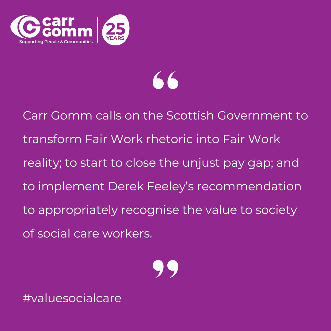 We’re calling on @scotgov to remember their Fair Work commitments. 👉 Our letter to @HumzaYousaf calling for an end to the unjust pay gap - tinyurl.com/25kw7r9t 👉 @ccpscotland letter to @HumzaYousaf signed by over 100 orgs, including Carr Gomm -tinyurl.com/95k56vyp