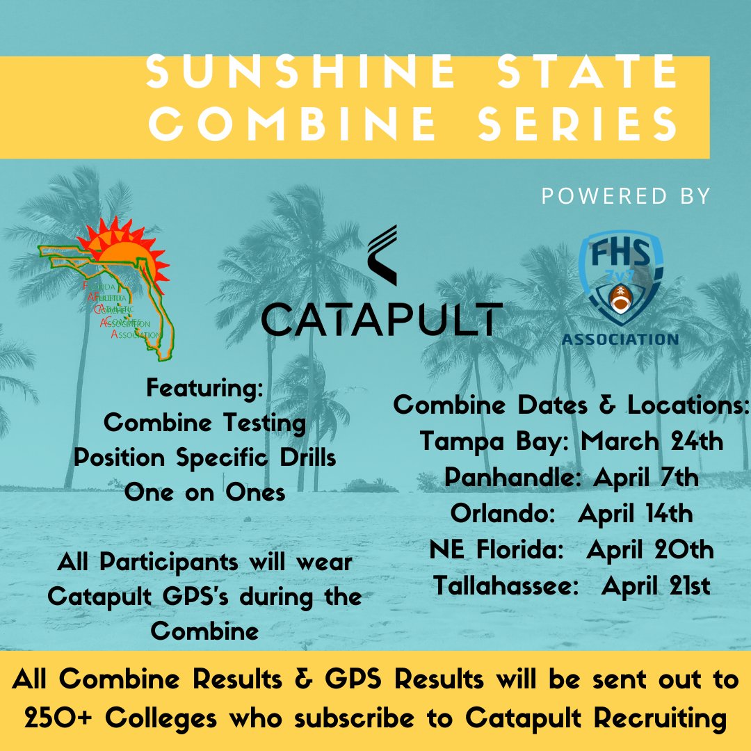 We are back! Looking forward to serving High Schools & athletes across the Sunshine State this offseason. Mark your calendars, more details released soon. You don't want to miss this! #UpGradeYourOFFSEASON @catapultsports @FACACoach @FHS7v7A @Dwight_XOS @Jeff_XOS @FlaHSFootball