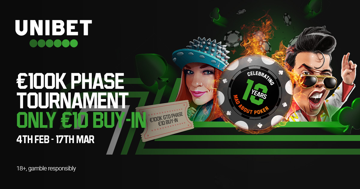 Phase 1 Qualifiers to a €100k Prizepool as part of our 10th Anniversary #Poker Celebrations are rolling along nicely! Are you playing them? 🔞T+Cs apply: unibet.com/promotions/pok…