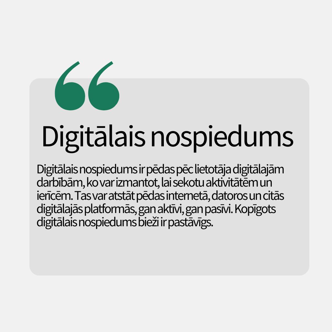 ✍🏻Skaidrojošā vārdnīca

Vai Tu zini, kas ir digitālais nospiedums?👣🌐

#DigitalEU #ES #PrasmjuGads #EuropeanYearOfSkills #DrošaInternetaMēnesis #DrošssInternets
