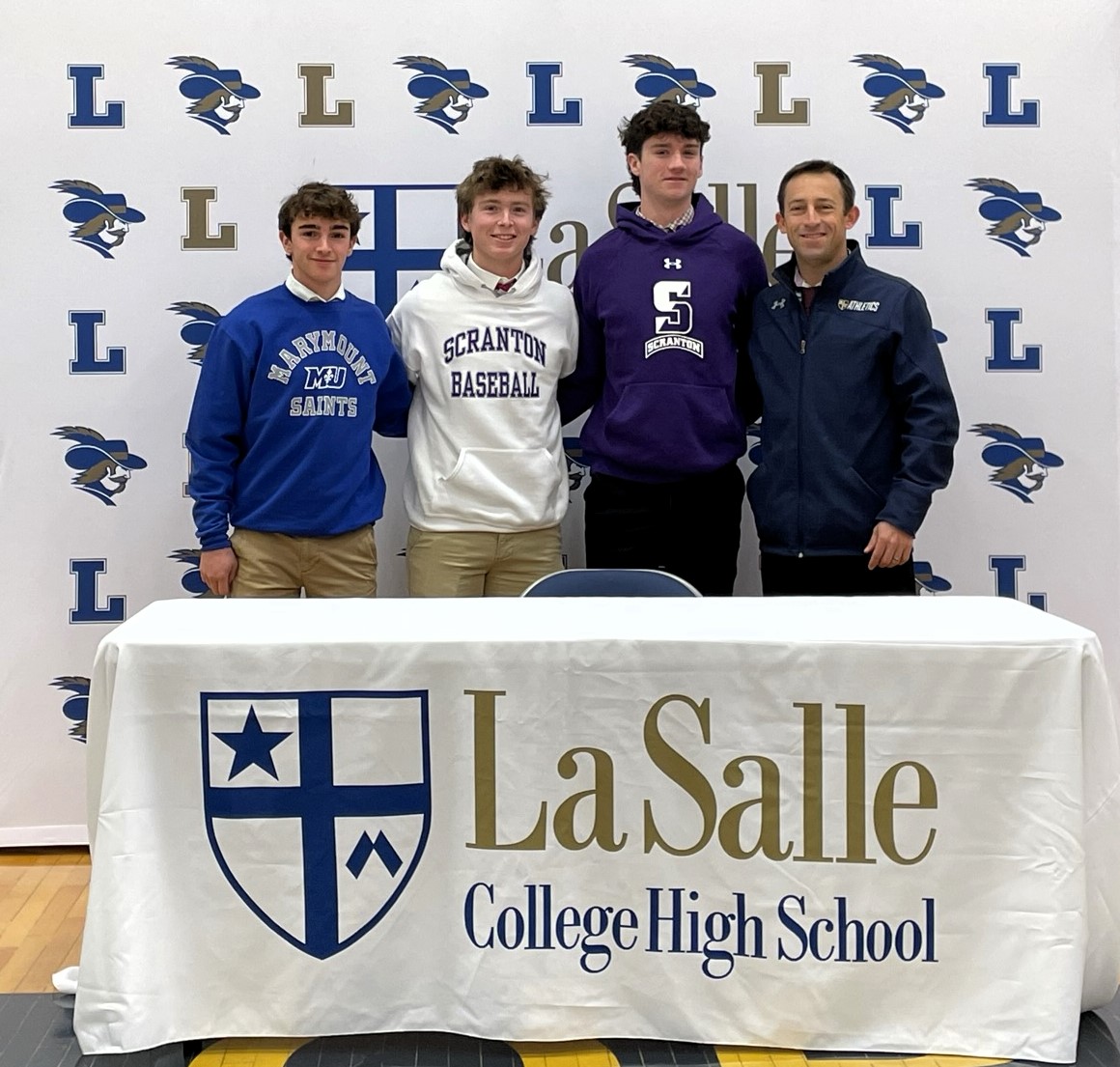 Congrats to three more of our seniors on their commitment to play ball next year in college.
<a href="/CjMassella/">CJ Massella</a> (Marymount) <a href="/MarymountBASE/">Marymount Baseball</a> 
<a href="/MattGannon_5/">Matt Gannon</a> (Scranton) <a href="/UofS_Baseball/">Scranton Baseball</a>
<a href="/ChrisCorrell24/">Chris Correll</a> (Scranton)
<a href="/LaSalle_Sports/">La Salle Sports</a>