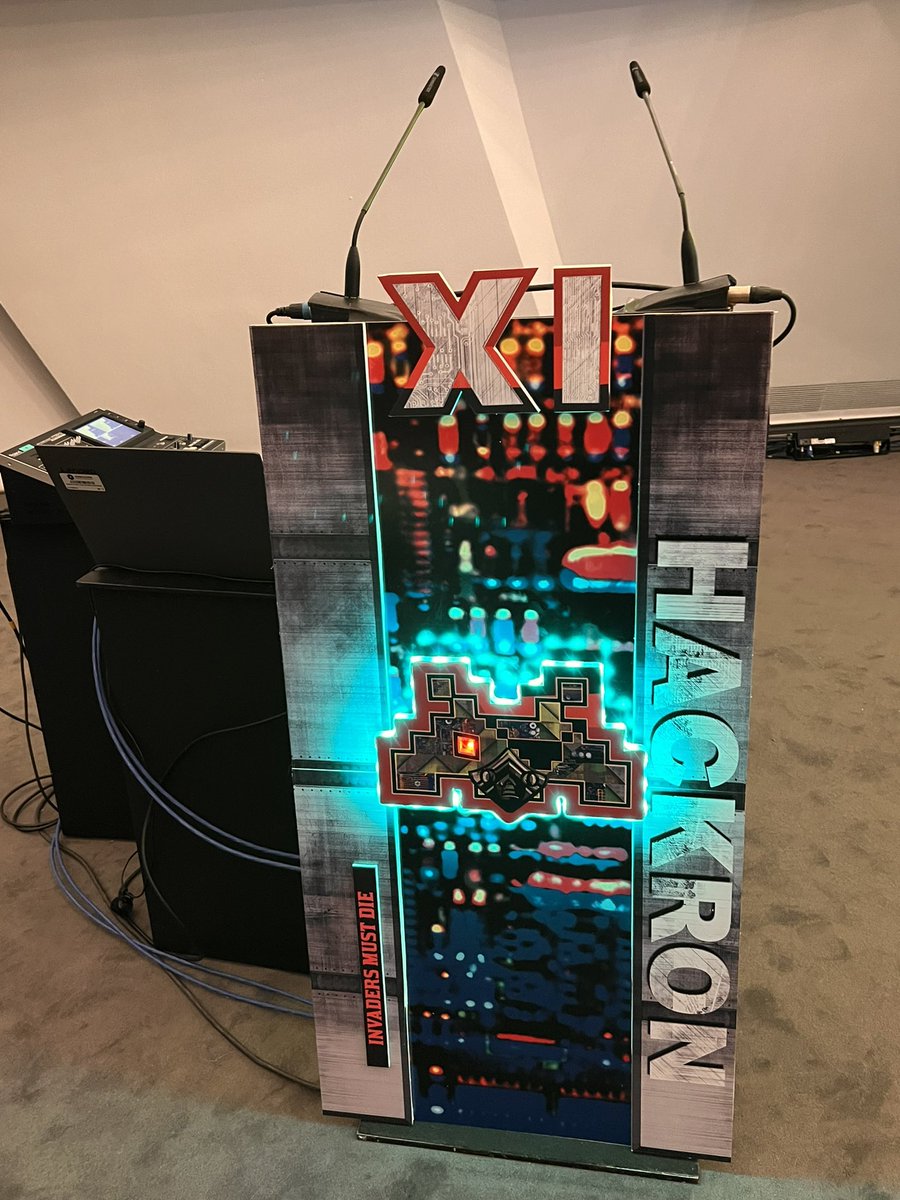MilanGabor's tweet photo. Invaders must die! Getting ready for @Hackr0n! Be there or be square! Bit before Grande Funale, stop by CTF challenge today and hack buildings! #hackron https://t.co/A7dLFMunu6