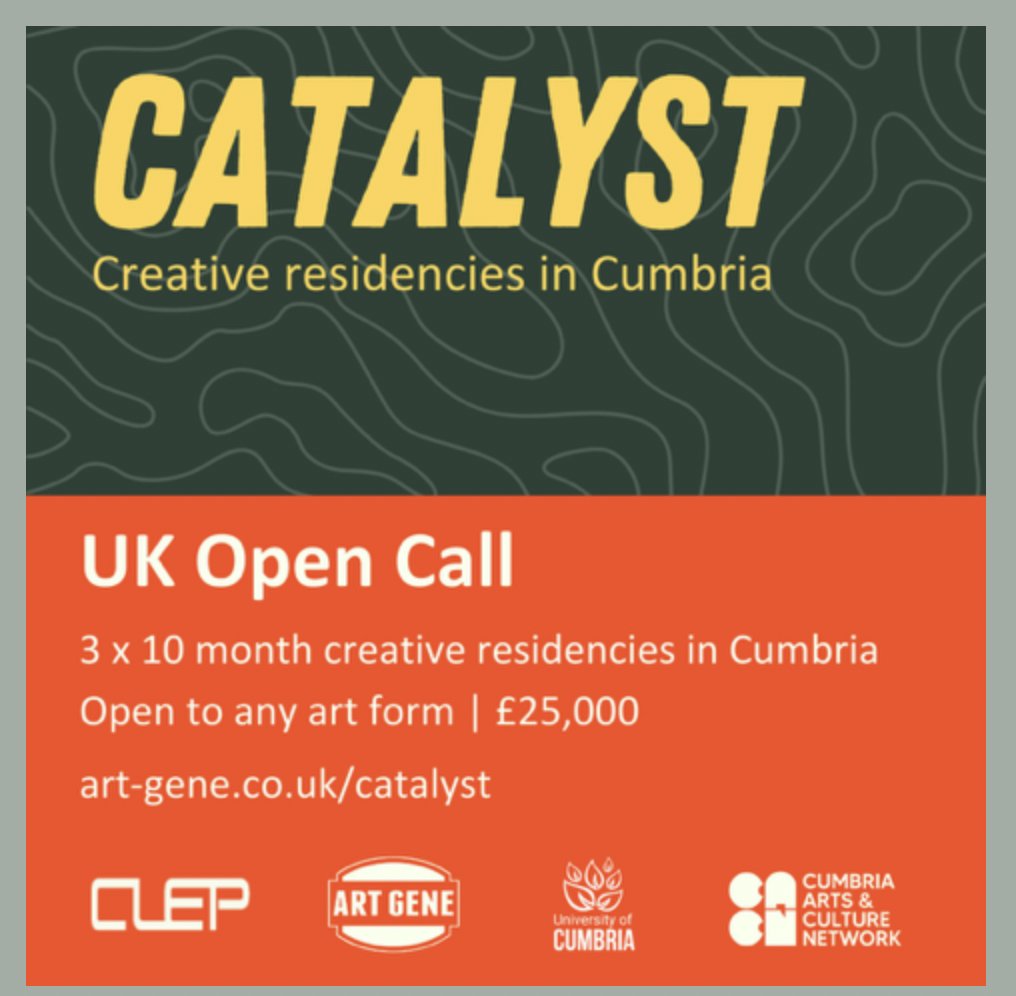 Are you an artist who wants to do some amazing work in the wonderful county of Cumbria? Well...click on the link to discover more about the 3 residency opportunities available - Yes THREE! @CumbriaUni @Art_Gene @arts_cumbria @CumbriaLEP #CatalystCumbria art-gene.co.uk/catalyst/