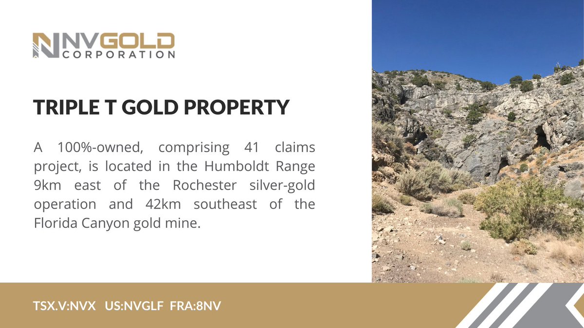 The Triple T Gold property consists of 41 claims and is characterized by intense oxidation. To learn more about the Triple T property click here: nvgoldcorp.com/properties/nev… TSX-V: $NVX | US: $NVGLF | FRA: 8NV #Gold #Au #Mining #Nevada #Exploration #Investing