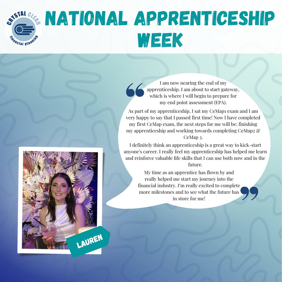 In line with #NationalApprenticeWeek , we wanted to showcase our apprentice Lauren!🌟

We are very proud of you and can't wait to see what the future has in store for you! Well done Lauren, you're a star!👏🏼

#theworldisyouroyster #apprentice #apprenticeship #mortgagebroker