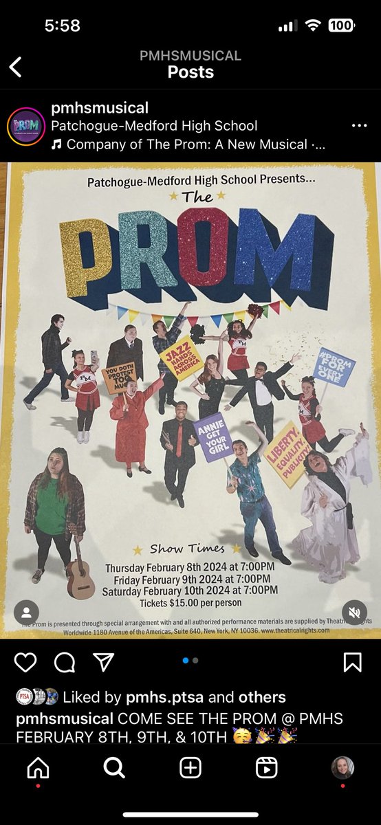 FAMEPatMed's tweet photo. It’s opening day!! Come see “The Prom” playing at Patchogue Medford HS https://t.co/WxbgIwF3pk