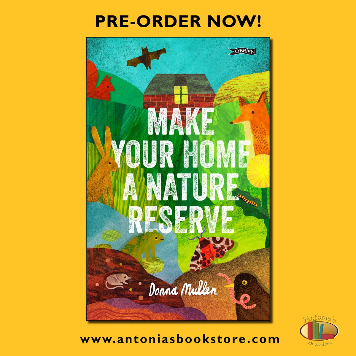Exciting Book Announcement! Cover Reveal for Make Your Home a Nature Reserve by Donna Mullen and illustrated by Eoin O’Brien. Cover art by Anne O’Hara. Coming out April 2024 from @OBrienPress. Pre-order now from Antonia’s Bookstore antoniasbookstore.com/product/make-y….