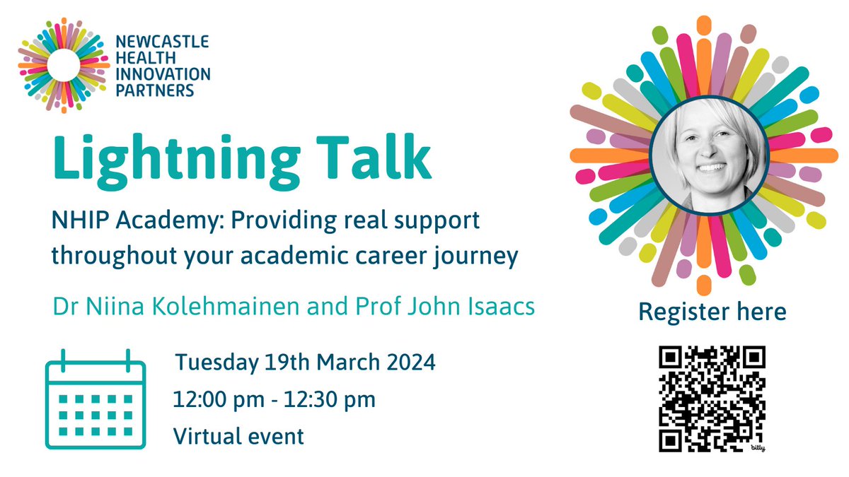 Join Dr @niinamk alongside @ProfJohnIsaacs at our next NHIP Lightning Talk to discuss the importance of supporting early career researchers and those on their research career pathways. Register for this virtual event via the QR code or the link in the comments.
