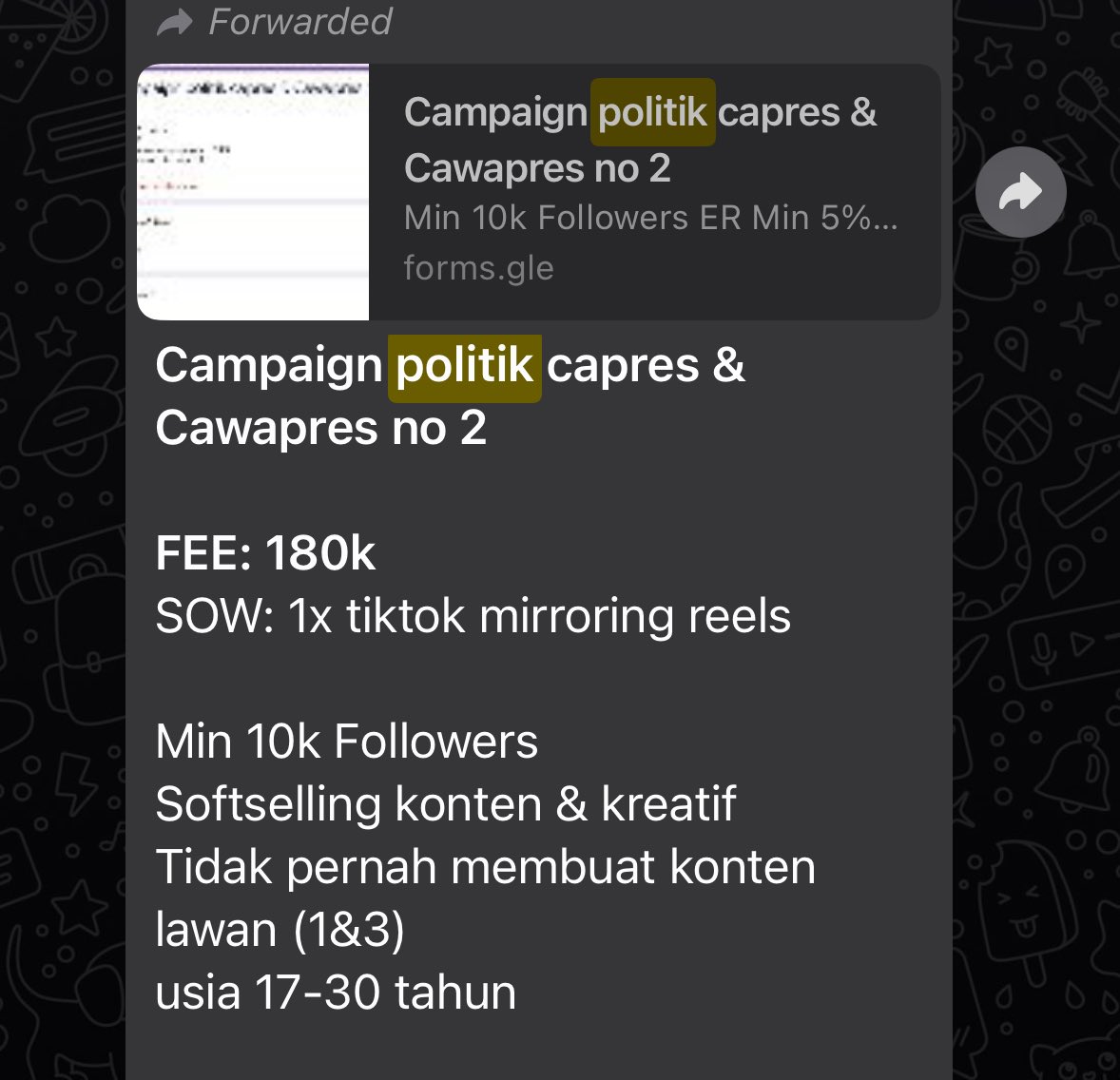 pawwlesskitty's tweet photo. @abu_waras Let me drop this. Jangan tanya paslon lain, soalnya emang di group nemunya ini aja https://t.co/kCbtO04J6W