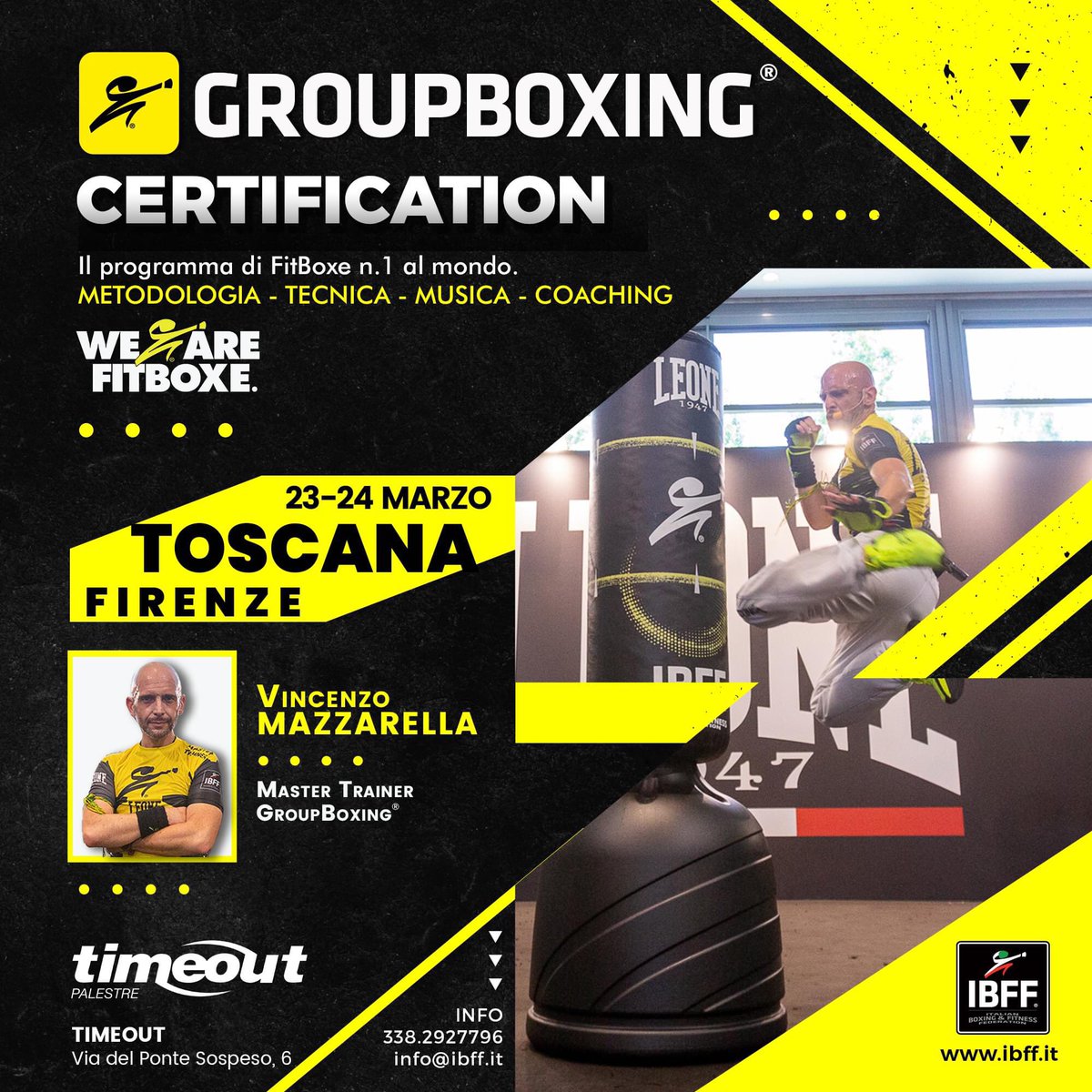 ibffofficial's tweet image. Diventa Istruttore GroupBoxing®!
Corso di Formazione Istruttori 📍Firenze 
📆 23.24 Marzo 
DOCENTE : Master Trainer Vincenzo Mazzarella.
👉 info 338 292 7796 oppure mail a info@ibff.it.
E' molto più di un corso, è un viaggio incredibile.🥊
#groupboxing #fitboxe #formazione #ibff