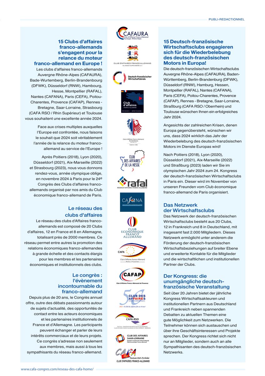 DFWK__Berlin's tweet photo. 🌐Der DFWK und andere deutsch-französische Wirtschaftsklubs erscheinen auf Seite 55 der 15. Sonderausgabe des Magazins Acteurs du franco-allemand, Januar 2024. 🇩🇪🇫🇷📰🎉
Le DFWK parue dans le 15ème Hors-Série des Acteurs du franco-allemand, janvier 2024. 👥🌍 #DFWK #francoallemand https://t.co/Hr4wYQb1Kl