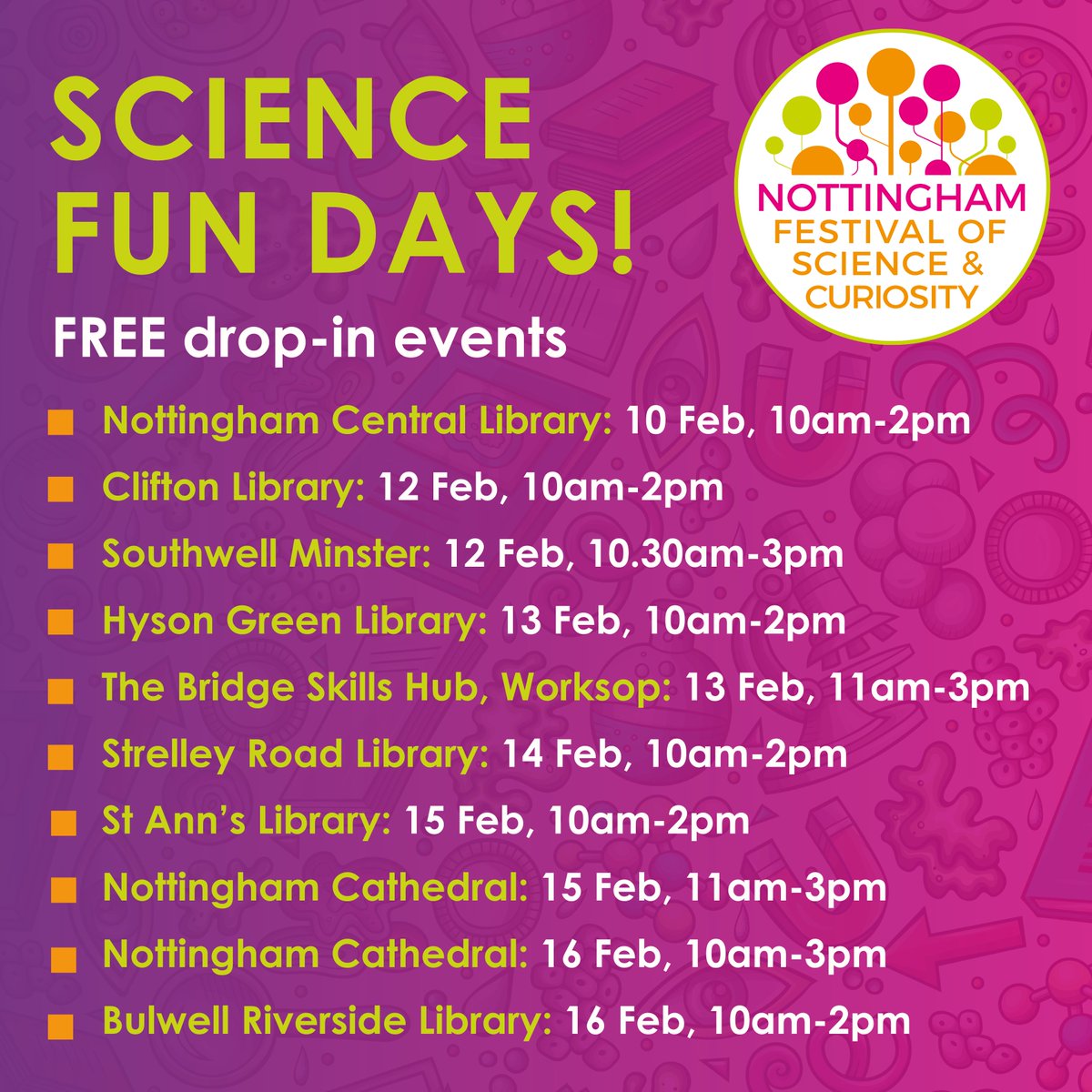 Free drop-in events this half term - no booking required! 🤩 Our Science Fun Days are back next week - join us for a day of discovery as we explore the wonders of science with exciting hands-on activities! 🚀✨ Find more science fun near you at: bit.ly/FOSAC24Events