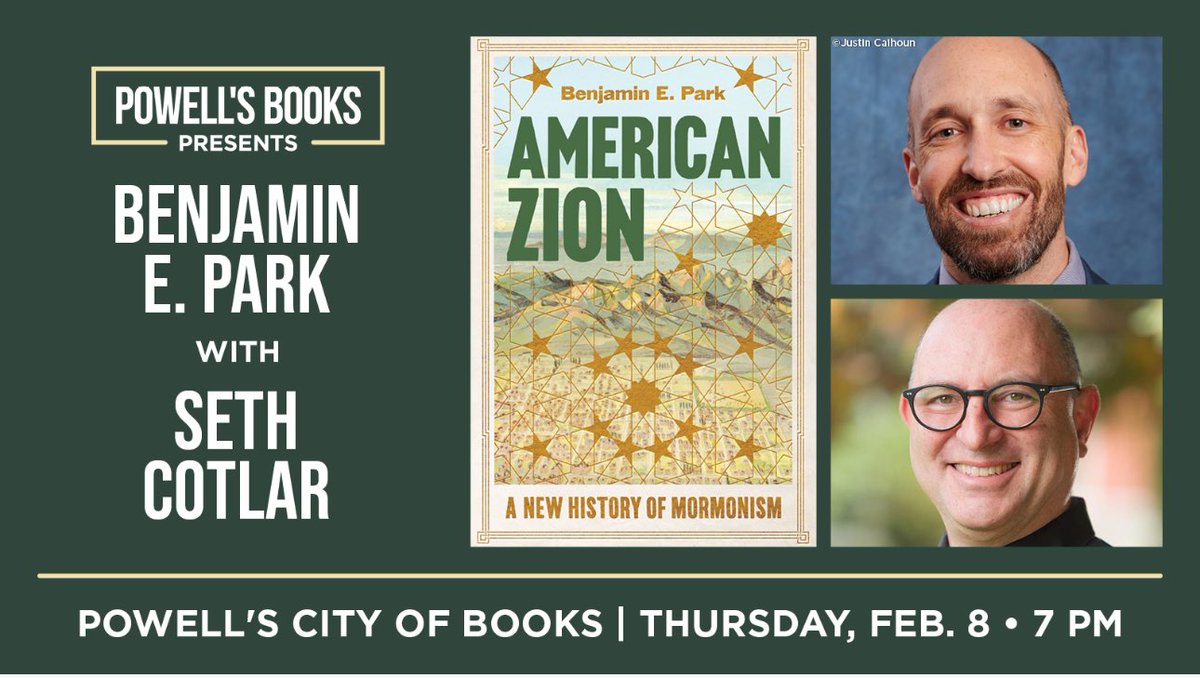 Reminder to Portland folk that I’m talking about #AmericanZion with @SethCotlar at @Powells tonight!