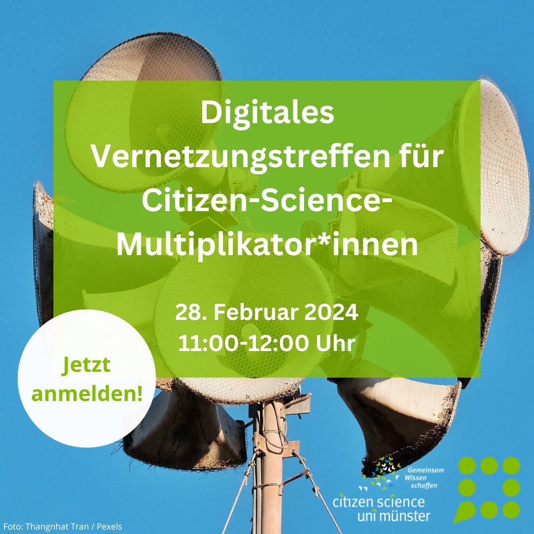 mitforschen's tweet photo. Du bist Multiplikator*in für #CitizenScience? Dann komm zu unserem Vernetzungstreffen am 28. Februar! Gemeinsam wollen wir analysieren, vor welchen Herausforderungen ihr in eurer Arbeit steht und was euch dabei helfen könnte. Hier geht es zur Anmeldung 👉https://t.co/DpmIcVRdhY https://t.co/8SCrh5vsOi