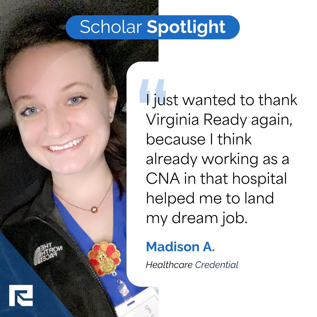 We are very proud to share that Madison, a 2021 Virginia Ready Scholar, has continued her career journey by graduating from nursing school and has accepted an RN position in the NICU unit. Congratulations, Madison! 

Read more of Madison's story here: bit.ly/4bfMX6v