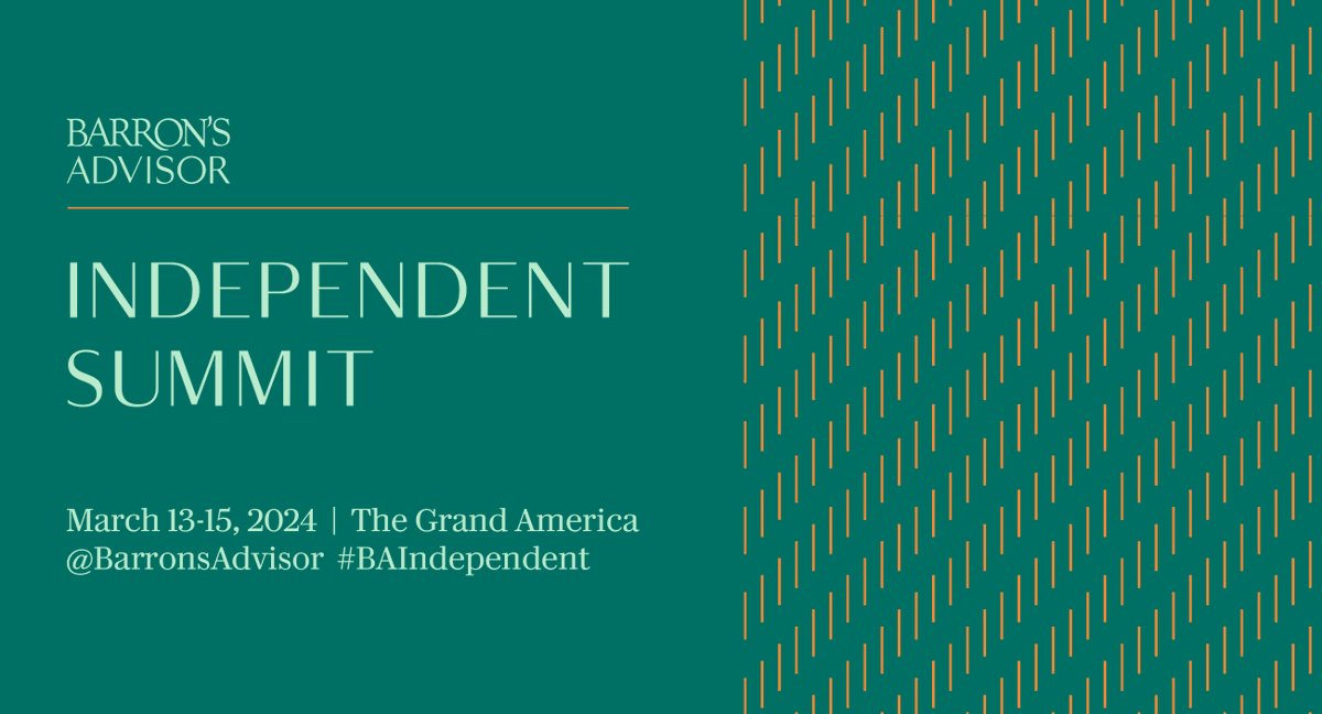 barronsadvisor's tweet photo. The agenda for the Barron’s Advisor Independent Summit on March 13-15, 2024 is out now! Visit our website to see our full lineup of content, presented through a mix of breakouts, general sessions, and closed-door collaboration workshops. https://t.co/GMJPq7ELLI #BAIndependent https://t.co/kx6xcEFw08
