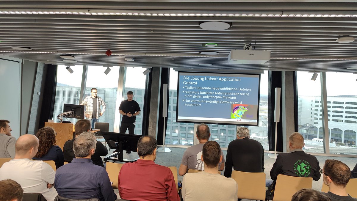 BernSecWorkUG's tweet photo. What a great session! Thank you guys!
🎉🎉🎉 #Defender #WDAC @Dave365CH &amp; BeniSieber #ApplicationControl @microsoft_ch https://t.co/FBz1c2W2xg