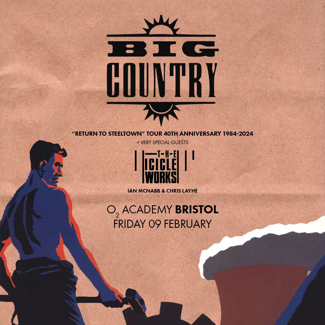 Tonight Scottish rock icons @BigCountryUK bring the 'Return To Steeltown' 1984-2024 Tour to Bristol🎸 With support from @TheIcicleWorks. Doors at 7pm. Our usual security measures are in place - no bags bigger than A4 - please check our pinned tweet for details 🙏