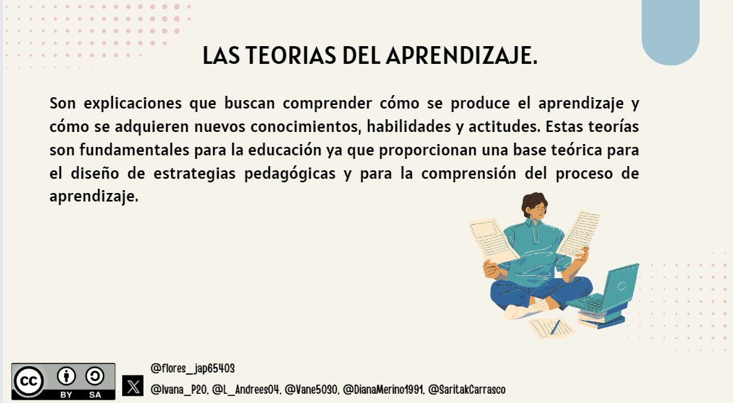 flores_jap65403's tweet photo. Actividad de Modelos Pedagógicos       
Las teorías del aprendizaje.
#PedagogiadelasCienciasExperimentales #Tic #DocenteInnovador #Digital #investigación #Modelos #Pedagógicos
@jorgearmi20
@experimenutmach https://t.co/H0IaCYXZKv