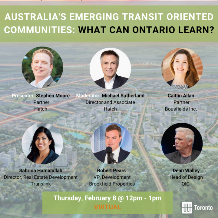 Join us TODAY to hear from Stephen Moore as he shares learnings from leading place-led communities across Australia followed by a global panel sharing their experiences in various markets that may address the challenges facing Ontario today. Sign up now on.uli.org/VQfv50QvrAT
