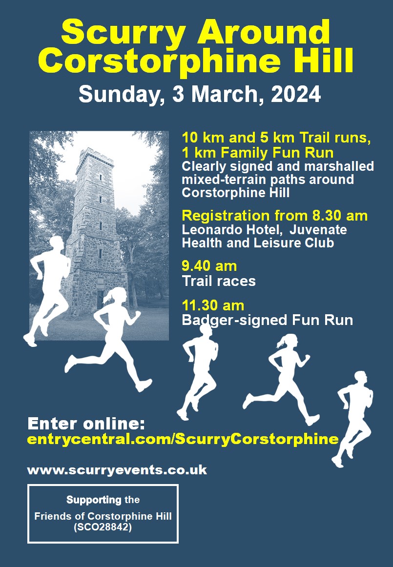 EventsScurry's tweet image. It’s all about trail running – don’t worry about your road pb’s - just enjoy the scenery – trails - type A fun – you might even enjoy your run! 
Corstorphine 3rd March 
entrycentral.com/ScurryCorstorp…
A unique chance to run around Edinburgh’s largest public woodland - 10km, 5km, 1km
