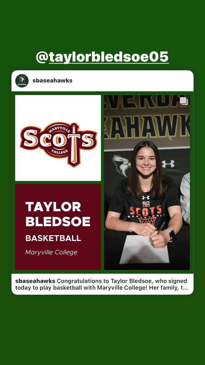 Alisha Bledsoe (@butlerbledsoe) on Twitter photo After countless early morning workouts, late night driveway shooting sessions and practice drills, <a href="/TaylorBledsoe05/">Taylor Bledsoe</a> finally achieves her dream of becoming a collegiate athlete.
Future Maryville Scot!
Proud mom! <a href="/coachtravillian/">Darrin Travillian</a> <a href="/MCScotsWbb/">Maryville College Women’s Basketball</a>
<a href="/SBACoachVU/">Victor Underwood</a> <a href="/Trotters2024/">Tennessee Flight Trotters 2024 (Maples)</a> After countless early morning workouts, late night driveway shooting sessions and practice drills, <a href="/TaylorBledsoe05/">Taylor Bledsoe</a> finally achieves her dream of becoming a collegiate athlete.
Future Maryville Scot!
Proud mom! <a href="/coachtravillian/">Darrin Travillian</a> <a href="/MCScotsWbb/">Maryville College Women’s Basketball</a>
<a href="/SBACoachVU/">Victor Underwood</a> <a href="/Trotters2024/">Tennessee Flight Trotters 2024 (Maples)</a>